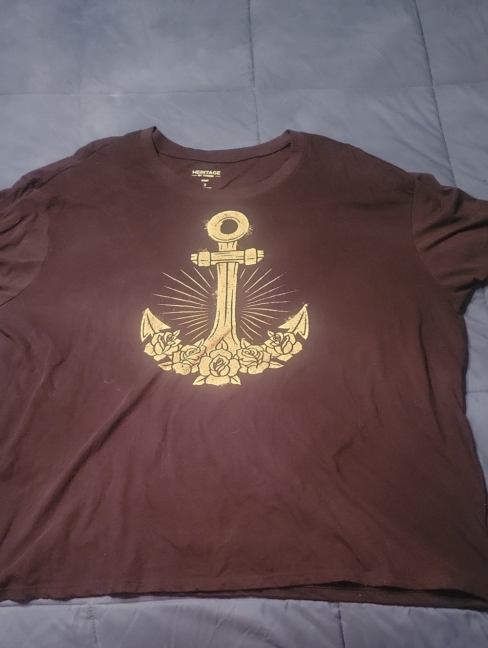 Heritage Womens Black Tee with White Anchor Graphic